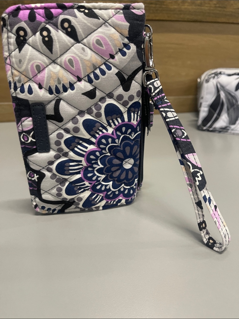 Vera Bradley Navy, Purple & Pink Quilted Floral Wristlet Wallet - Picture 8 of 9